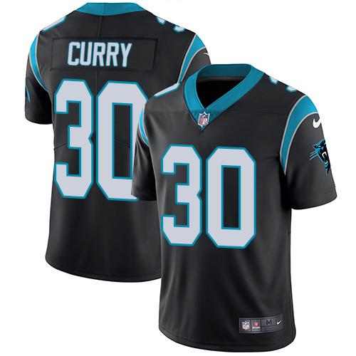 Nike Panthers #30 Stephen Curry Black Team Color Men's Stitched NFL Vapor Untouchable Limited Jersey - Click Image to Close